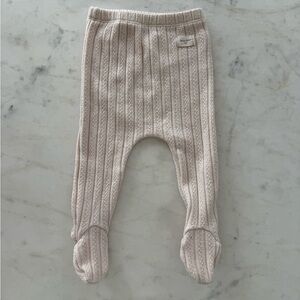 Soft Beige Ribbed Kids Footies